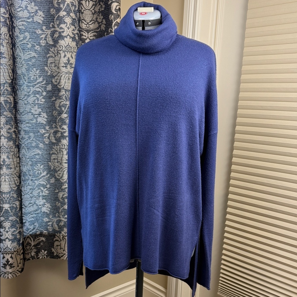 George Turtleneck Sweater Acrylic Blue Long Cozy Soft Office Women's Size XXL